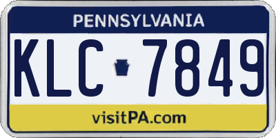 PA license plate KLC7849