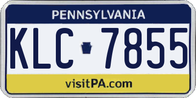 PA license plate KLC7855