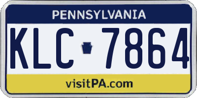 PA license plate KLC7864
