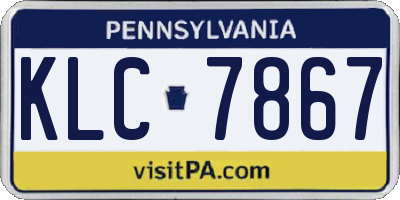 PA license plate KLC7867