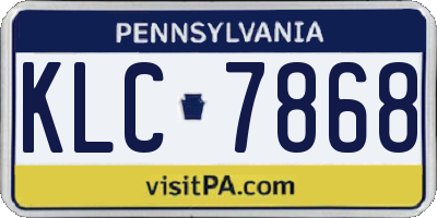 PA license plate KLC7868