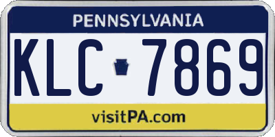 PA license plate KLC7869