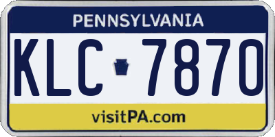 PA license plate KLC7870