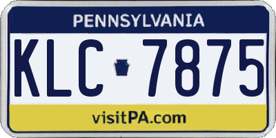 PA license plate KLC7875