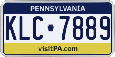 PA license plate KLC7889