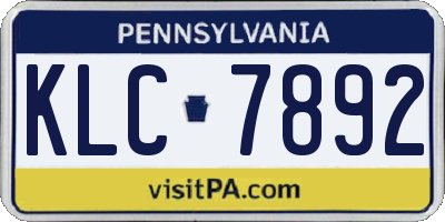 PA license plate KLC7892