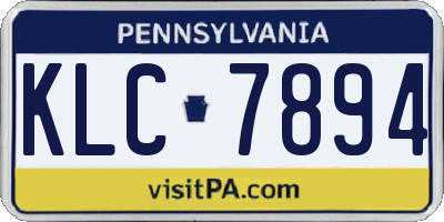 PA license plate KLC7894
