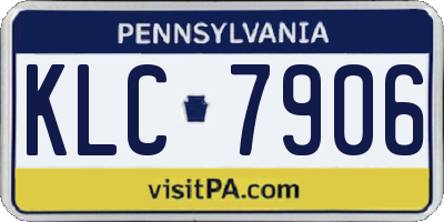 PA license plate KLC7906