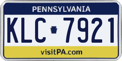 PA license plate KLC7921