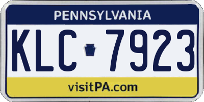 PA license plate KLC7923