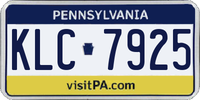 PA license plate KLC7925