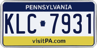 PA license plate KLC7931