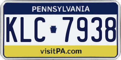 PA license plate KLC7938