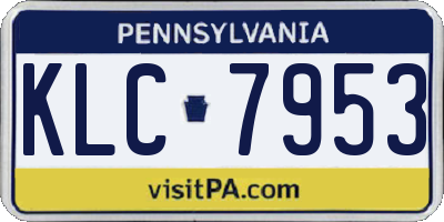 PA license plate KLC7953