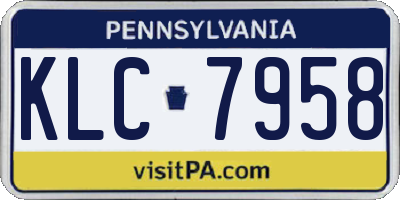 PA license plate KLC7958