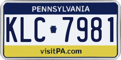 PA license plate KLC7981