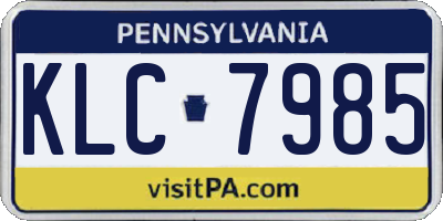 PA license plate KLC7985