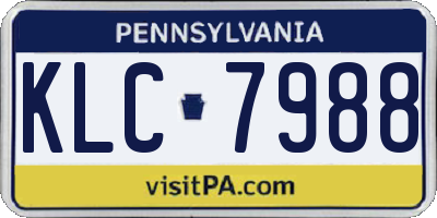PA license plate KLC7988