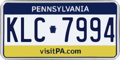 PA license plate KLC7994