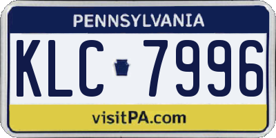PA license plate KLC7996