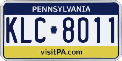PA license plate KLC8011