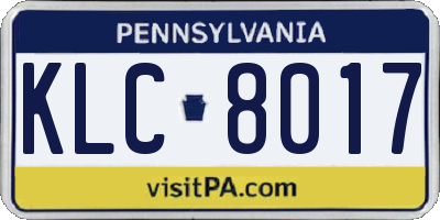PA license plate KLC8017