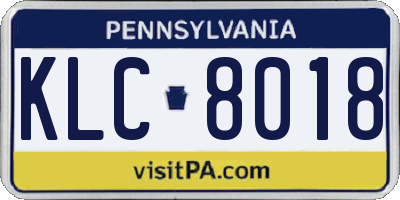 PA license plate KLC8018