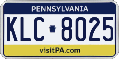 PA license plate KLC8025