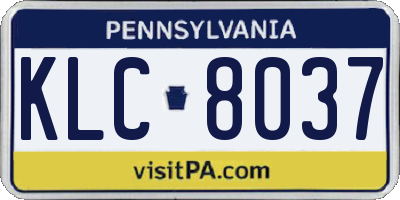 PA license plate KLC8037