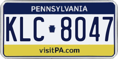 PA license plate KLC8047