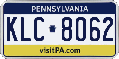 PA license plate KLC8062