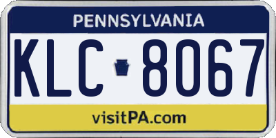 PA license plate KLC8067