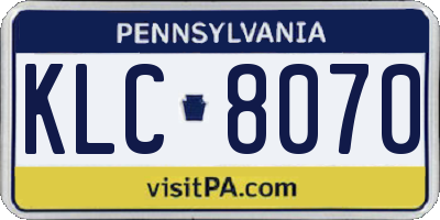 PA license plate KLC8070