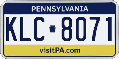 PA license plate KLC8071