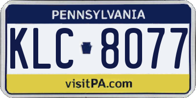PA license plate KLC8077