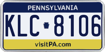 PA license plate KLC8106