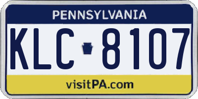 PA license plate KLC8107