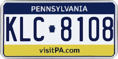PA license plate KLC8108