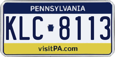PA license plate KLC8113