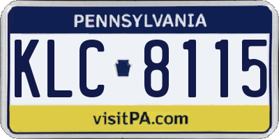 PA license plate KLC8115