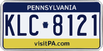 PA license plate KLC8121