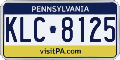 PA license plate KLC8125