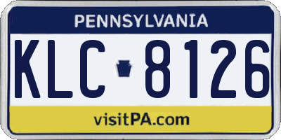 PA license plate KLC8126
