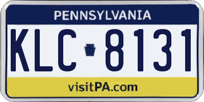 PA license plate KLC8131