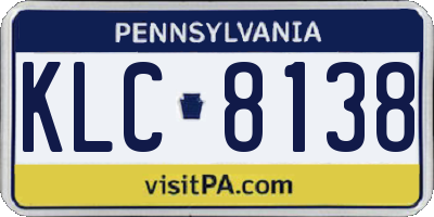 PA license plate KLC8138