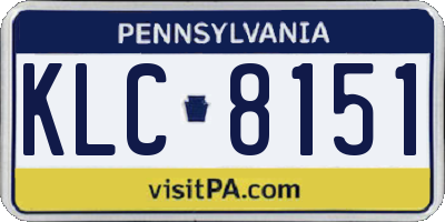 PA license plate KLC8151