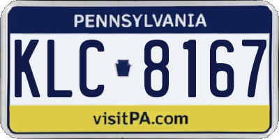 PA license plate KLC8167