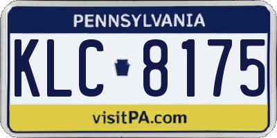 PA license plate KLC8175