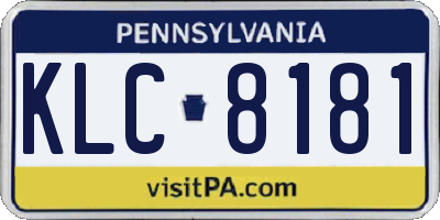 PA license plate KLC8181