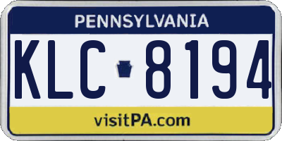 PA license plate KLC8194
